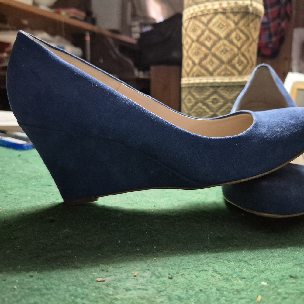 Elegant Blue Wedge Heels